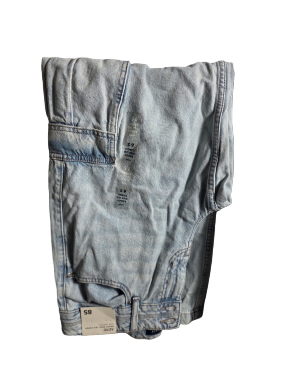 Women's Aéropostale Baggy Wide Leg Cargo Jeans Light Blue Size 8 90's y2k preppy